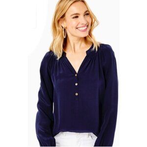 NWT Lilly Pulitzer Navy Elsa Silk Top